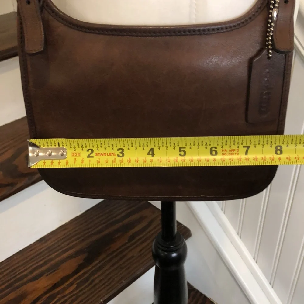Vintage COACH Mahogany Leather Swingaway Crossbody Bag Silver Hardware 9142